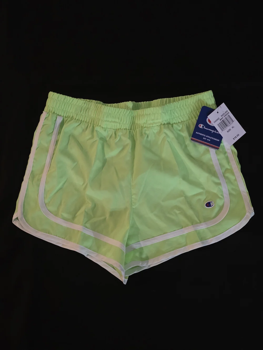 Champion Sizzling Mint Green Athletic Shorts with White Trim Girls XL
